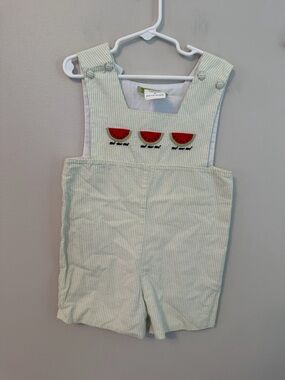Precious Kids Green Seeksucker Watermelon Shortalls